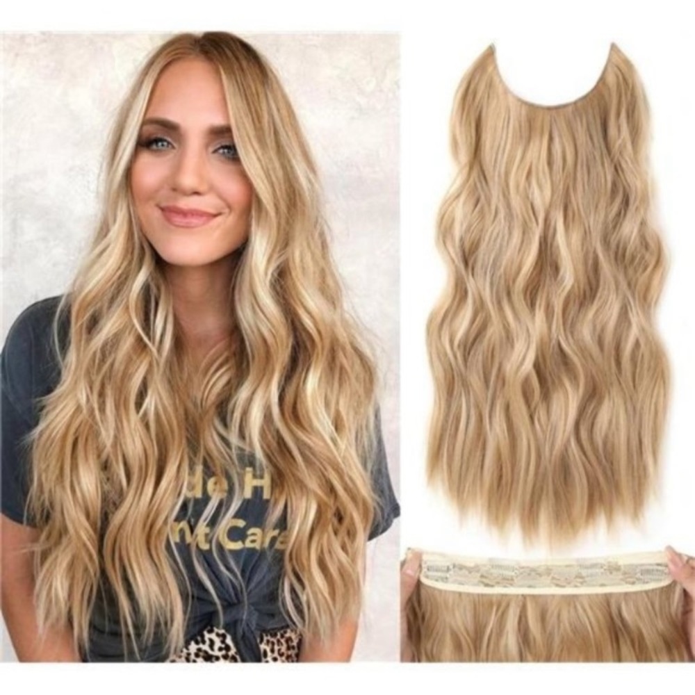 20 inch halo invisible wire wavy blonde hair